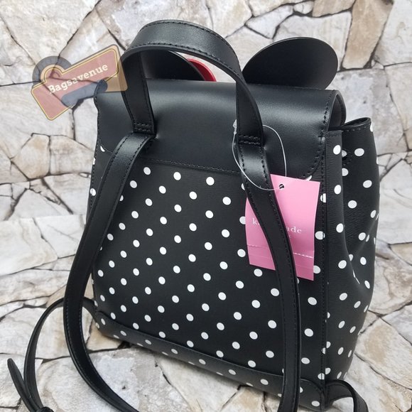 Disney minnie mouse Backpack Novelty Bag Purse Black Polka Dot kate spade